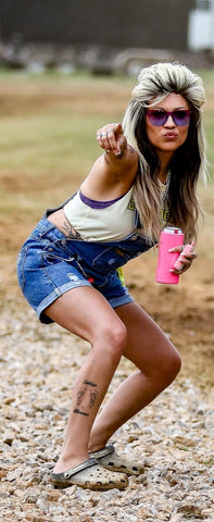 WHISKEY BIZ - block yellow crop tank